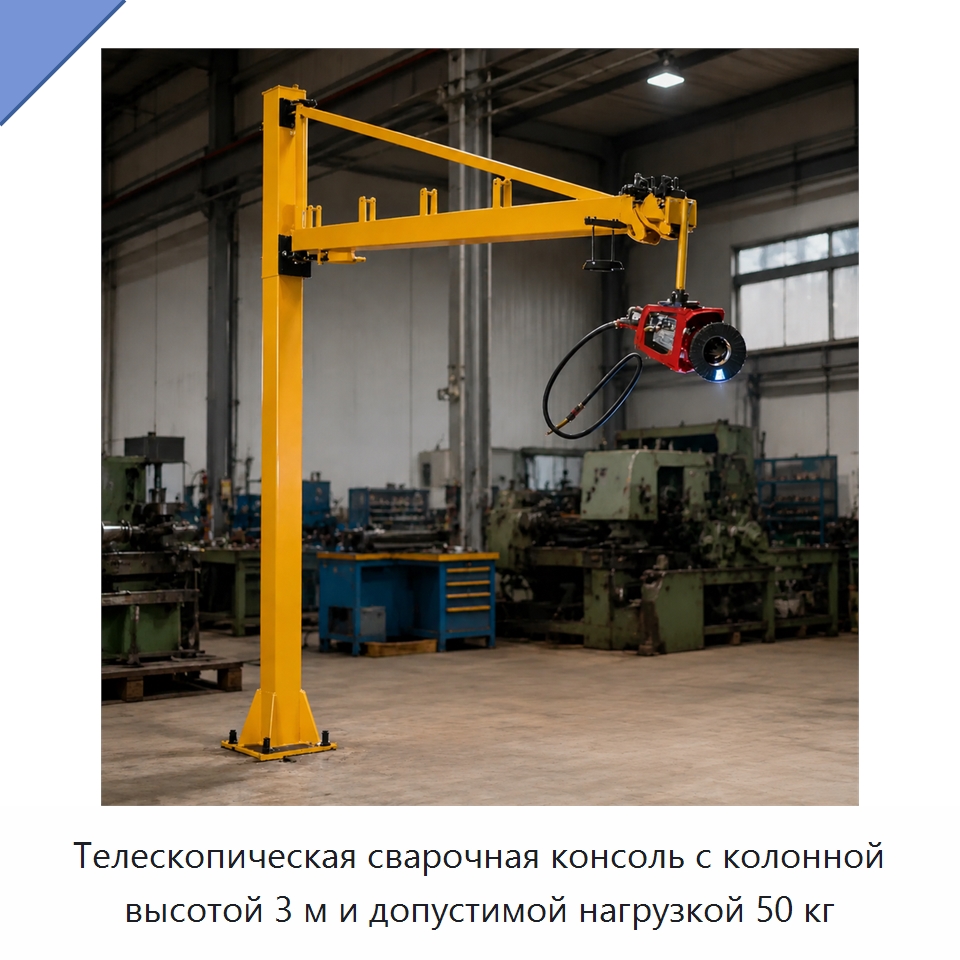 Телескопическая сварочная консоль с колонной высотой 3 м и допустимой нагрузкой 50 кг — Сварочные принадлежности и вспомогательное оборудование