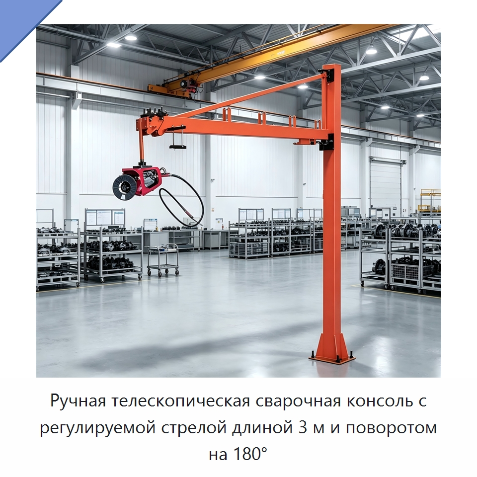 Ручная телескопическая сварочная консоль с регулируемой стрелой длиной 3 м и поворотом на 180° — Сварочные принадлежности и вспомогательное оборудование