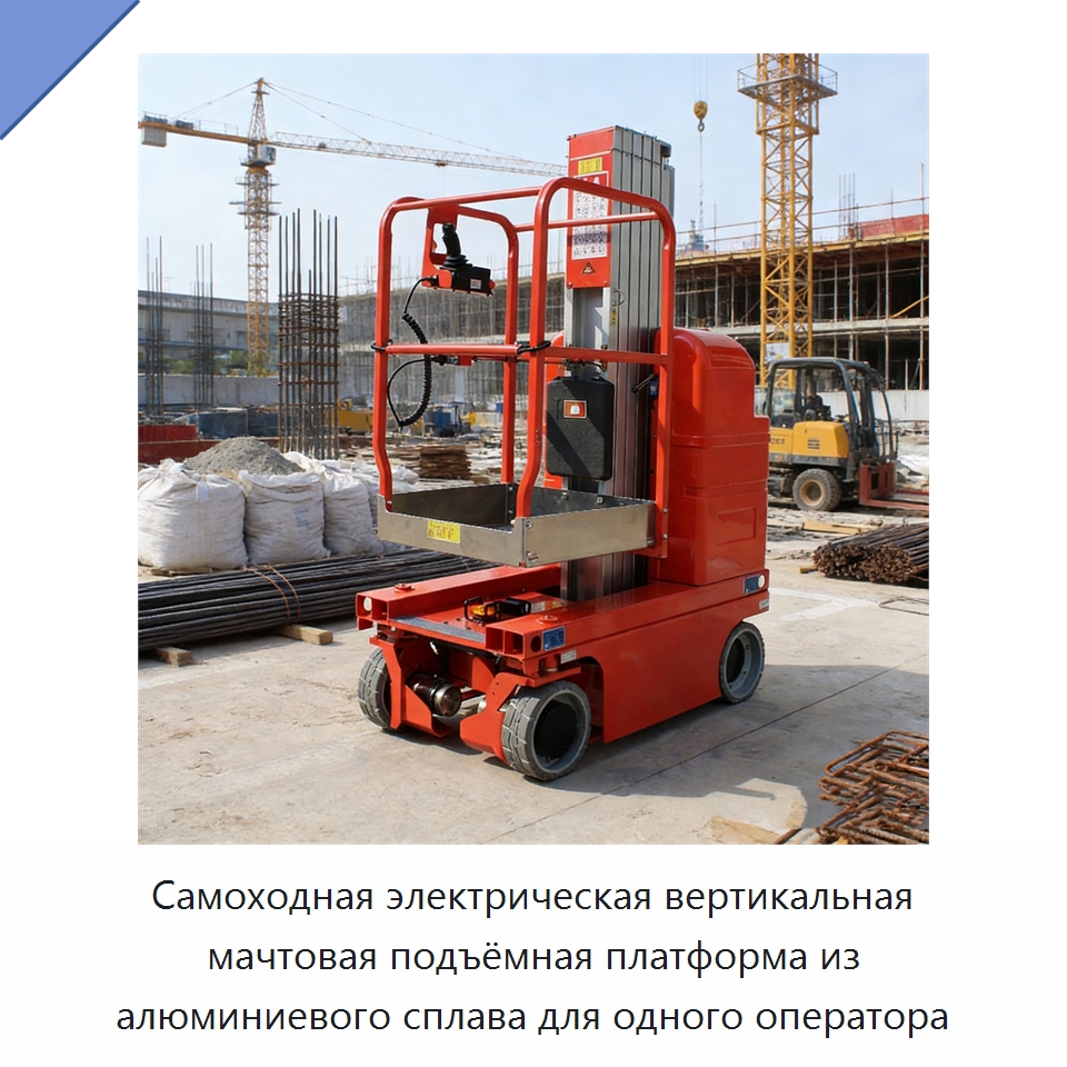Самоходная электрическая вертикальная мачтовая подъёмная платформа из алюминиевого сплава для одного оператора — Подъемные столы
