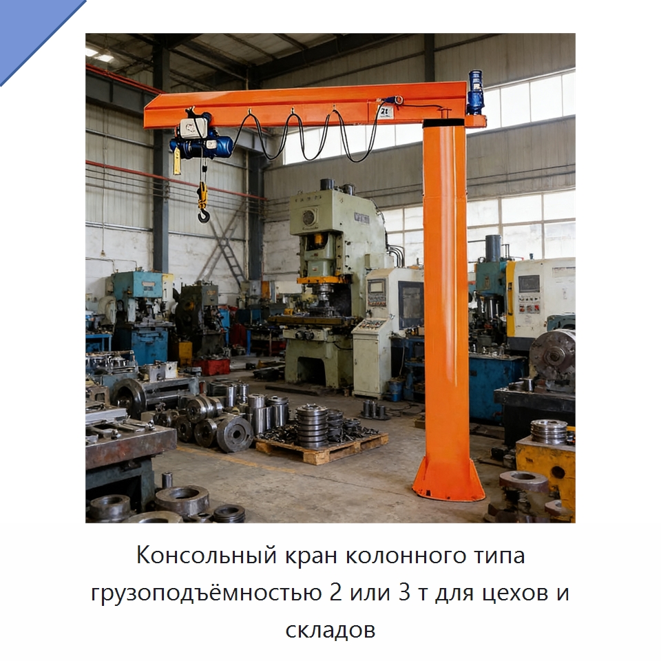 Консольный кран колонного типа грузоподъёмностью 2 или 3 т для цехов и складов — Манипуляторы