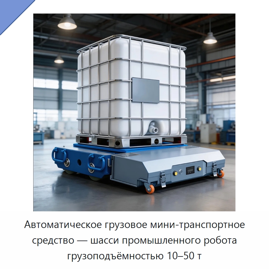 Автоматическое грузовое мини-транспортное средство — шасси промышленного робота грузоподъёмностью 10–50 т — Специальное подъемно-транспортное оборудование
