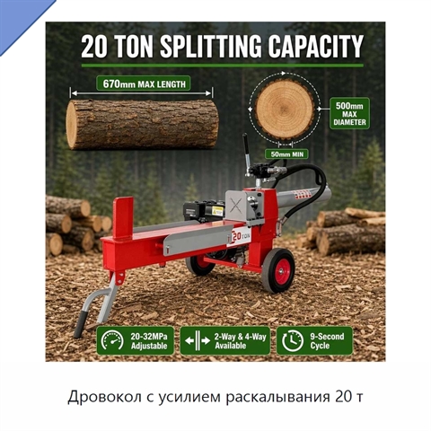 Дровокол с усилием раскалывания 20 т