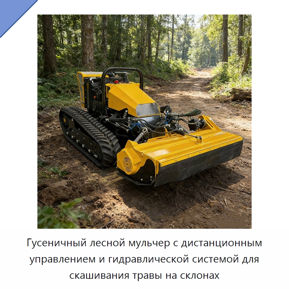 Гусеничный лесной мульчер с дистанционным управлением и гидравлической системой для скашивания травы на склонах — Лесохозяйственная техника