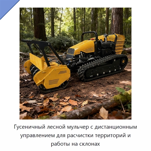 Гусеничный лесной мульчер с дистанционным управлением для расчистки территорий и работы на склонах