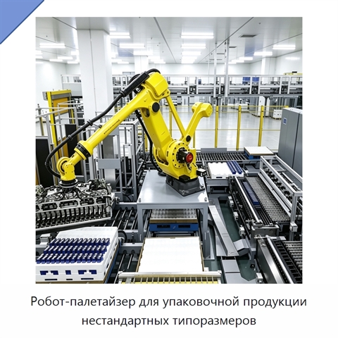 Робот-палетайзер для упаковочной продукции нестандартных типоразмеров