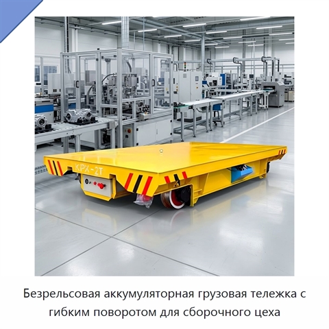 Безрельсовая аккумуляторная грузовая тележка с гибким поворотом для сборочного цеха
