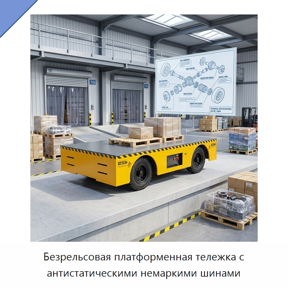 Безрельсовая платформенная тележка с антистатическими немаркими шинами — Специальное подъемно-транспортное оборудование