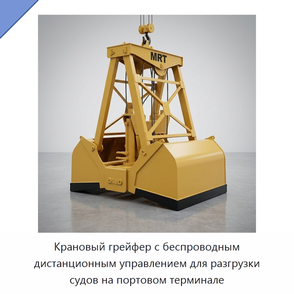 Крановый грейфер с беспроводным дистанционным управлением для разгрузки судов на портовом терминале — Навесное оборудование для строительной техники