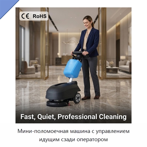 Мини-поломоечная машина с управлением идущим сзади оператором
