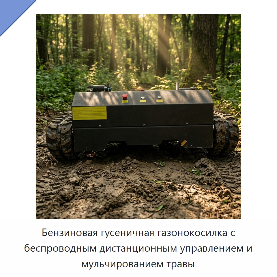 Бензиновая гусеничная газонокосилка с беспроводным дистанционным управлением и мульчированием травы — Коммунальная техника