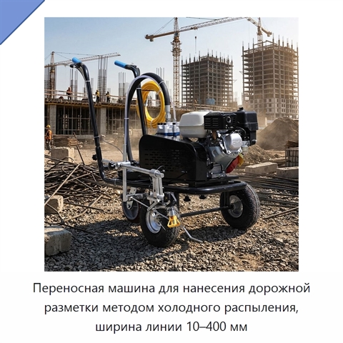 Переносная машина для нанесения дорожной разметки методом холодного распыления, ширина линии 10–400 мм