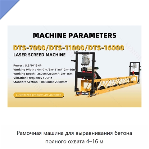 Рамочная машина для выравнивания бетона полного охвата 4–16 м
