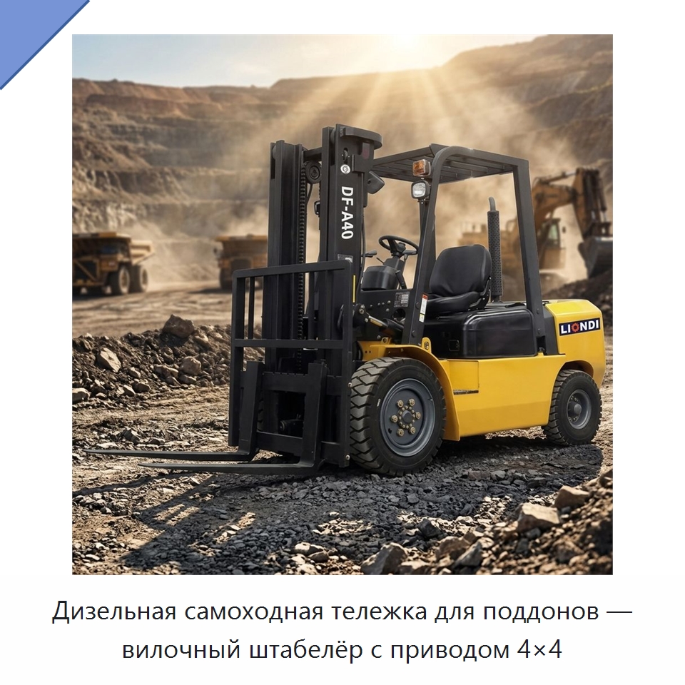 Дизельная самоходная тележка для поддонов — вилочный штабелёр с приводом 4×4 — Вилочные погрузчики