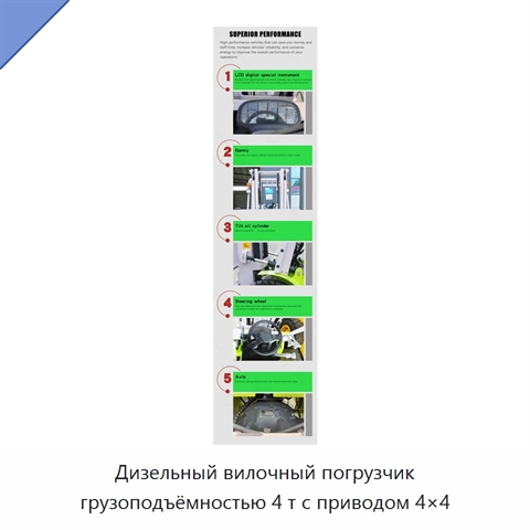 Дизельный вилочный погрузчик грузоподъёмностью 4 т с приводом 4×4