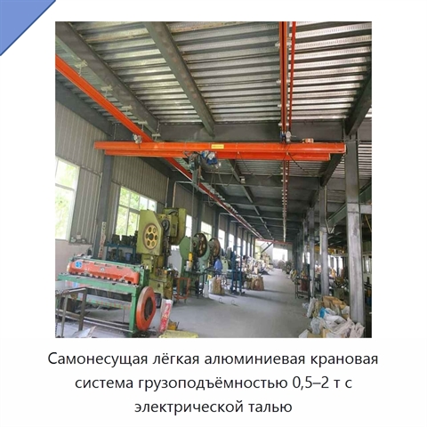 Самонесущая лёгкая алюминиевая крановая система грузоподъёмностью 0,5–2 т с электрической талью
