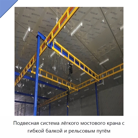 Подвесная система лёгкого мостового крана с гибкой балкой и рельсовым путём