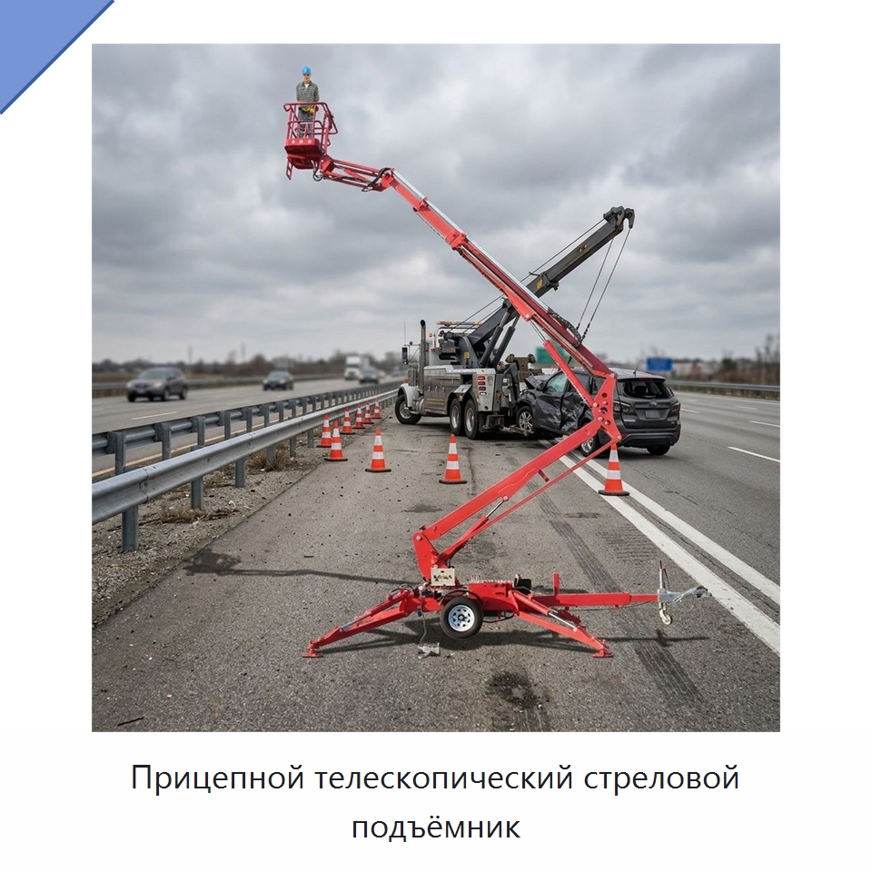 Прицепной телескопический стреловой подъёмник — Подъемные столы
