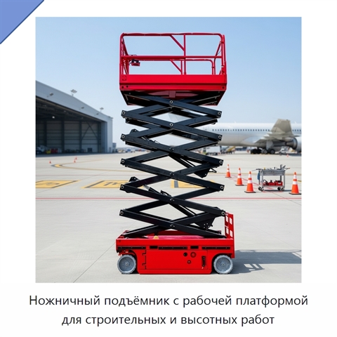 Ножничный подъёмник с рабочей платформой для строительных и высотных работ