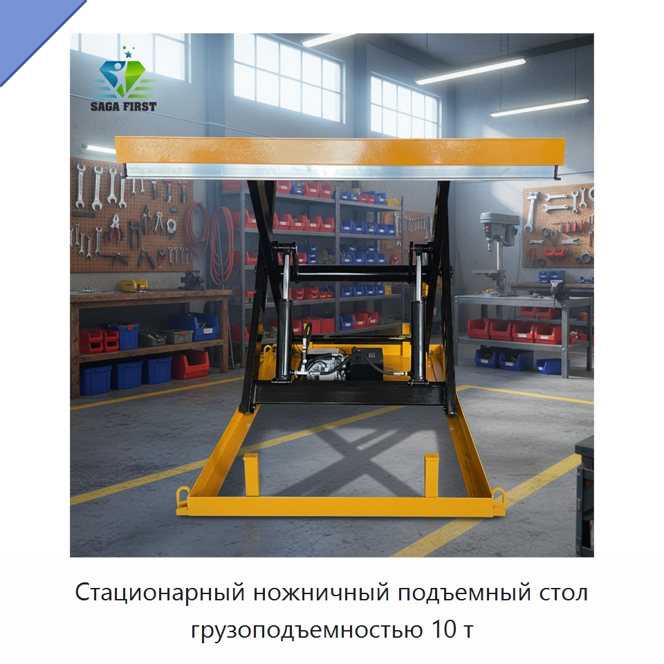 Стационарный ножничный подъемный стол грузоподъемностью 10 т — Подъемные столы