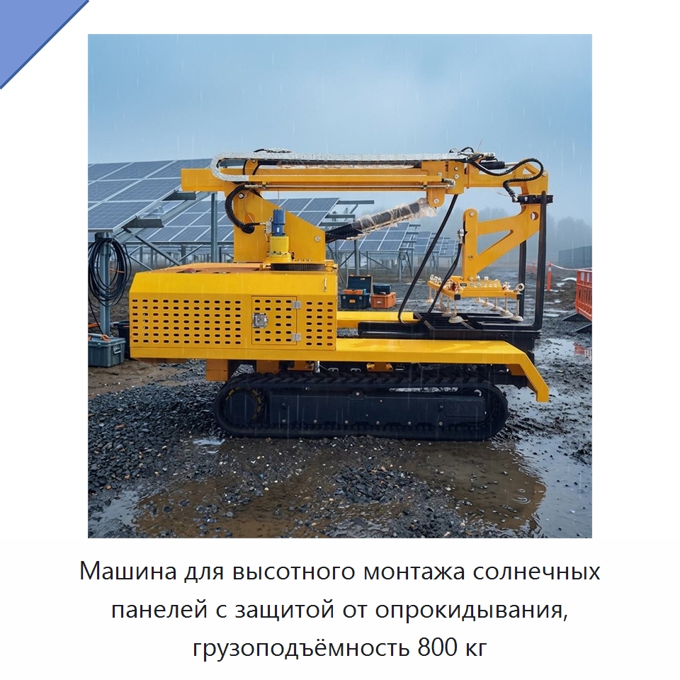 Машина для высотного монтажа солнечных панелей с защитой от опрокидывания, грузоподъёмность 800 кг — Вакуумные грузозахваты