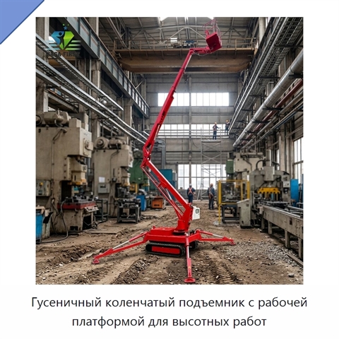 Гусеничный коленчатый подъемник с рабочей платформой для высотных работ
