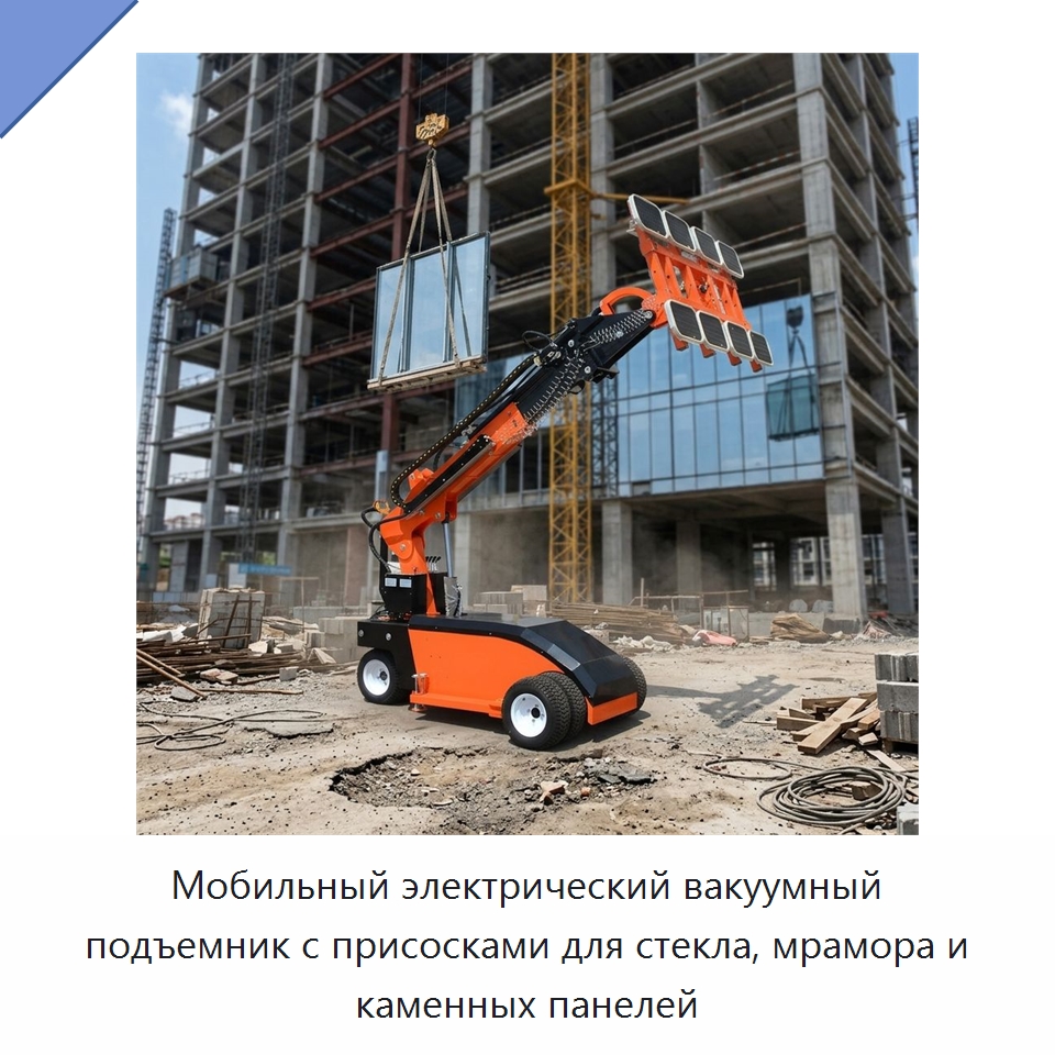 Мобильный электрический вакуумный подъемник с присосками для стекла, мрамора и каменных панелей — Вакуумные грузозахваты
