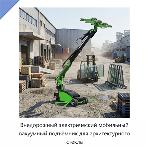 Внедорожный электрический мобильный вакуумный подъёмник для архитектурного стекла