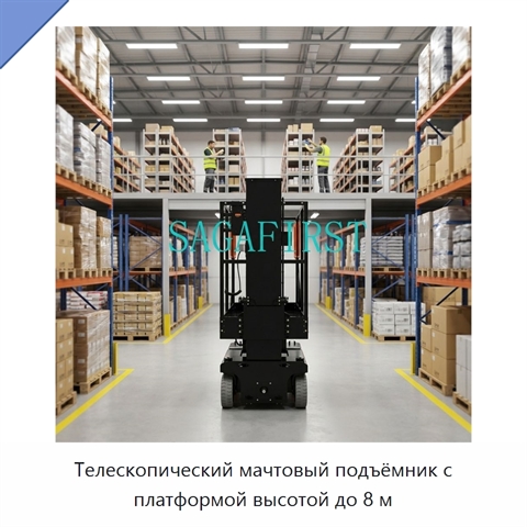 Телескопический мачтовый подъёмник с платформой высотой до 8 м