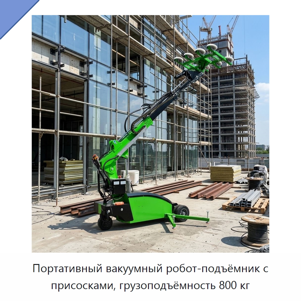 Портативный вакуумный робот-подъёмник с присосками, грузоподъёмность 800 кг — Вакуумные грузозахваты