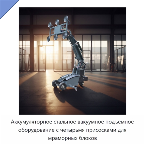 Аккумуляторное стальное вакуумное подъемное оборудование с четырьмя присосками для мраморных блоков