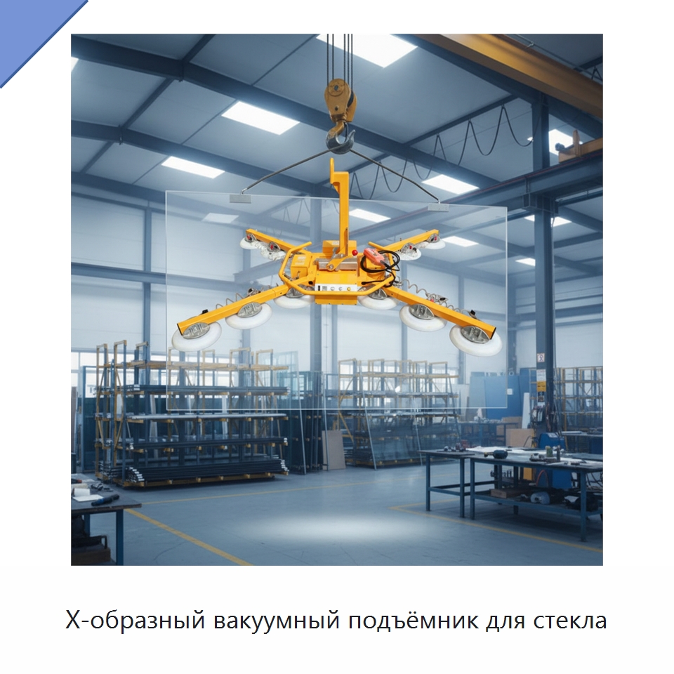 X-образный вакуумный подъёмник для стекла — Вакуумные грузозахваты