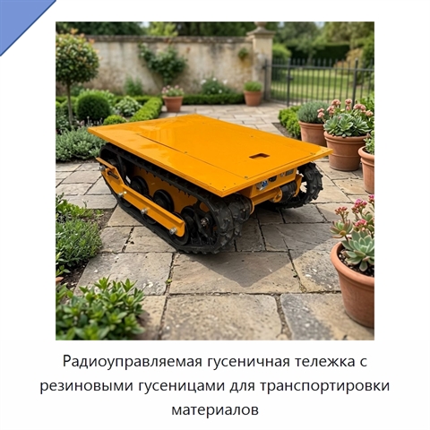 Радиоуправляемая гусеничная тележка с резиновыми гусеницами для транспортировки материалов