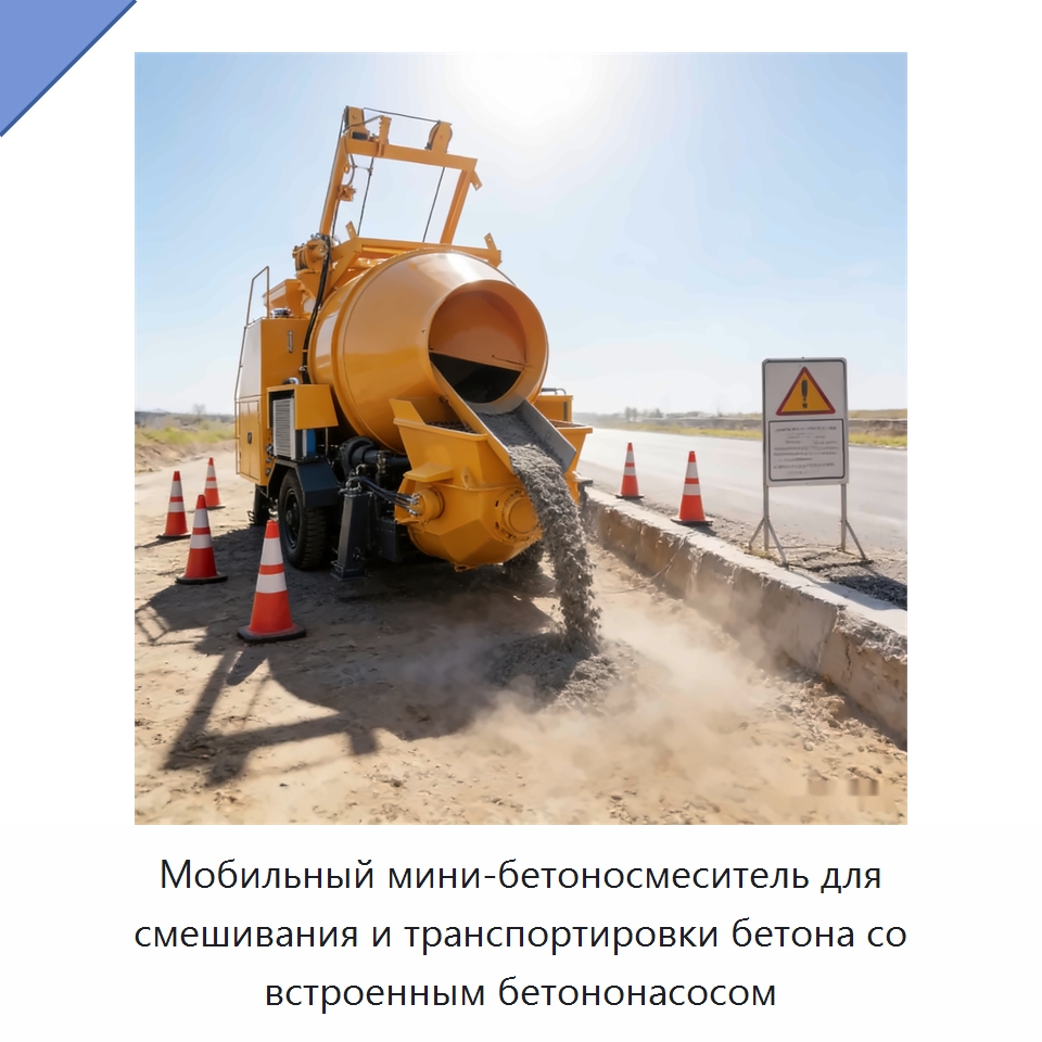 Мобильный мини-бетоносмеситель для смешивания и транспортировки бетона со встроенным бетононасосом — Оборудование для работы с бетоном