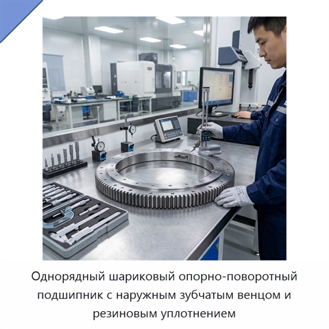 Однорядный шариковый опорно-поворотный подшипник с наружным зубчатым венцом и резиновым уплотнением