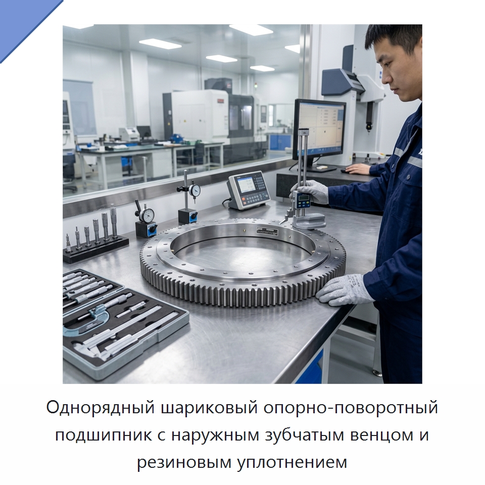Однорядный шариковый опорно-поворотный подшипник с наружным зубчатым венцом и резиновым уплотнением — Опорно-поворотные подшипники