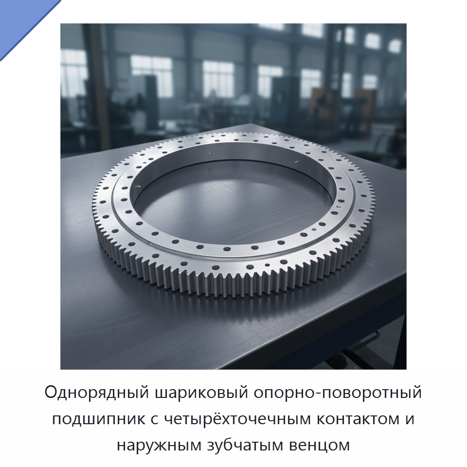 Однорядный шариковый опорно-поворотный подшипник с четырёхточечным контактом и наружным зубчатым венцом — Опорно-поворотные подшипники