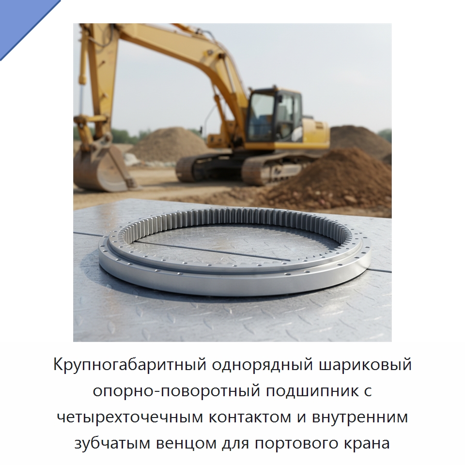 Крупногабаритный однорядный шариковый опорно-поворотный подшипник с четырехточечным контактом и внутренним зубчатым венцом для портового крана