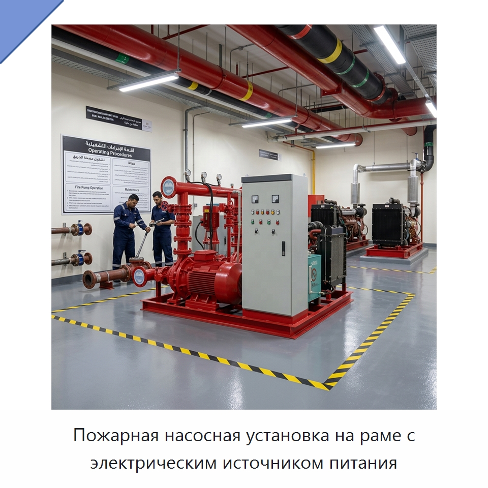 Пожарная насосная установка на раме с электрическим источником питания — Насосы
