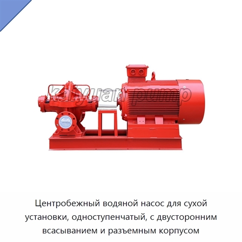 Центробежный водяной насос для сухой установки, одноступенчатый, с двусторонним всасыванием и разъемным корпусом