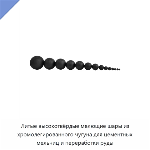 Литые высокотвёрдые мелющие шары из хромолегированного чугуна для цементных мельниц и переработки руды