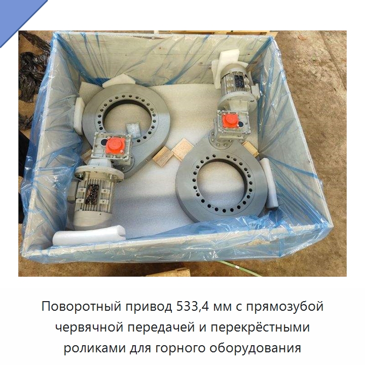 Поворотный привод 533,4 мм с прямозубой червячной передачей и перекрёстными роликами для горного оборудования — Опорно-поворотные подшипники