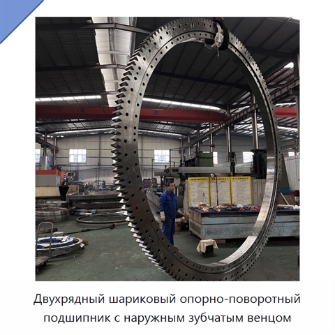 Двухрядный шариковый опорно-поворотный подшипник с наружным зубчатым венцом