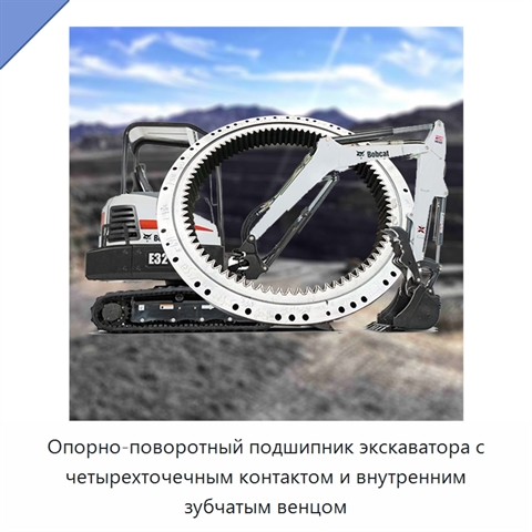 Опорно-поворотный подшипник экскаватора с четырехточечным контактом и внутренним зубчатым венцом