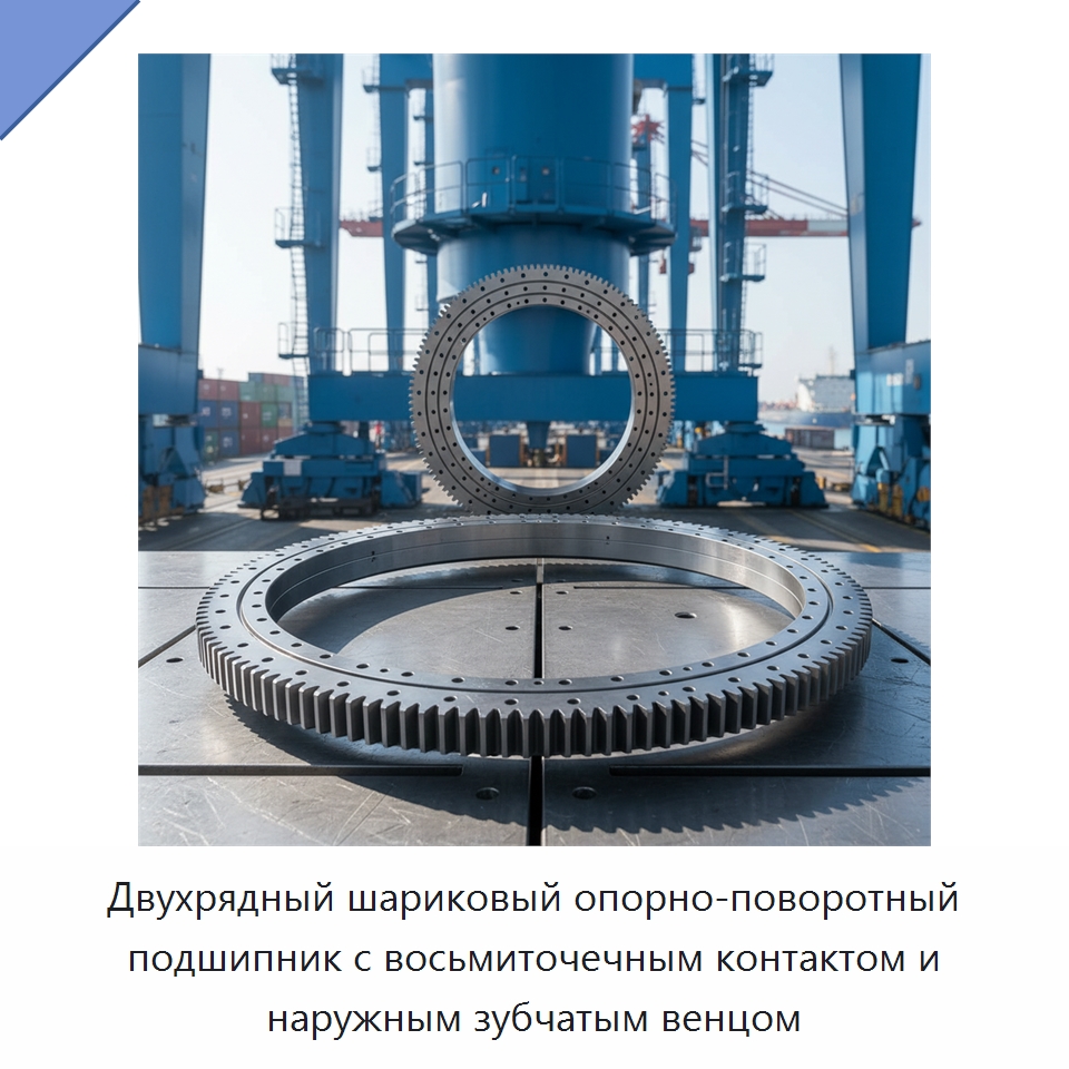 Двухрядный шариковый опорно-поворотный подшипник с восьмиточечным контактом и наружным зубчатым венцом — Опорно-поворотные подшипники