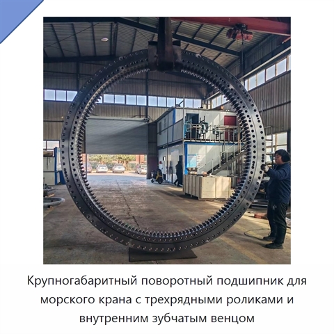 Крупногабаритный поворотный подшипник для морского крана с трехрядными роликами и внутренним зубчатым венцом