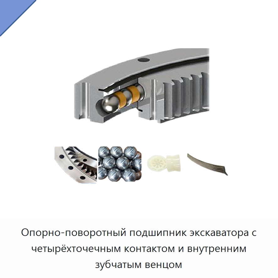 Опорно-поворотный подшипник экскаватора с четырёхточечным контактом и внутренним зубчатым венцом