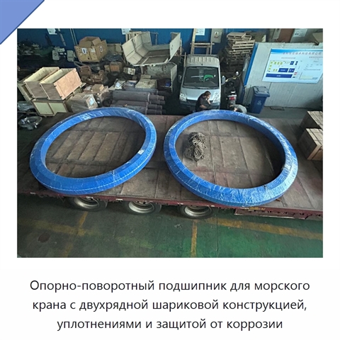Опорно-поворотный подшипник для морского крана с двухрядной шариковой конструкцией, уплотнениями и защитой от коррозии
