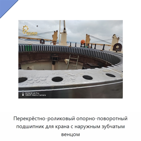 Перекрёстно-роликовый опорно-поворотный подшипник для крана с наружным зубчатым венцом