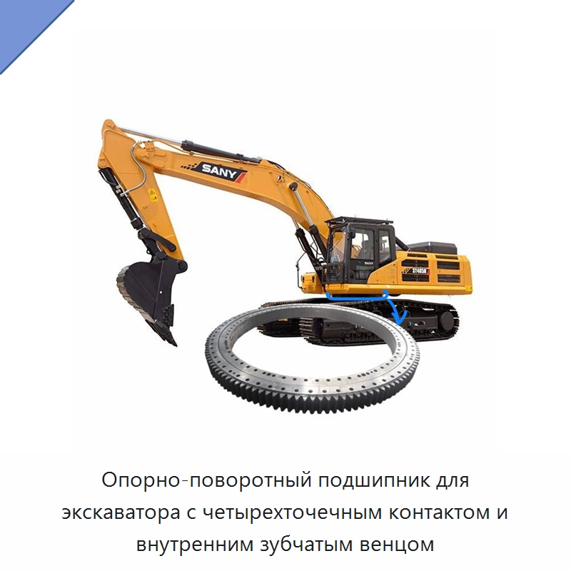 Опорно-поворотный подшипник для экскаватора с четырехточечным контактом и внутренним зубчатым венцом — Опорно-поворотные подшипники