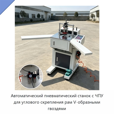 Автоматический пневматический станок с ЧПУ для углового скрепления рам V-образными гвоздями